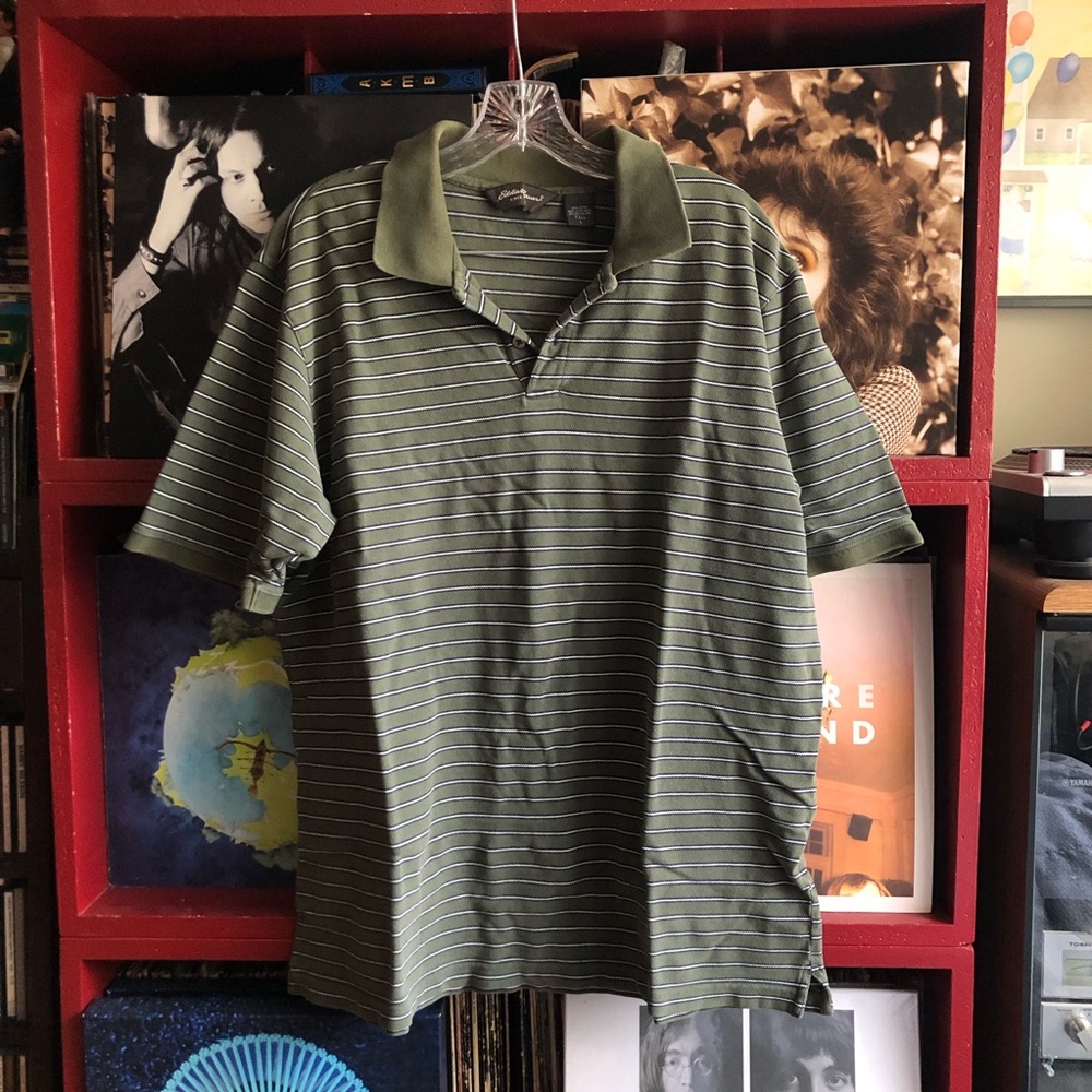 Olive Green Striped Polo